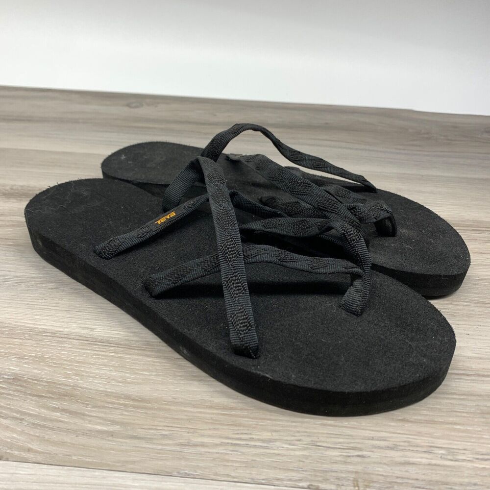 Teva Women's Size 10 Flip Flops Olowahu Strappy Thongs Sandals S/N 6840 Black